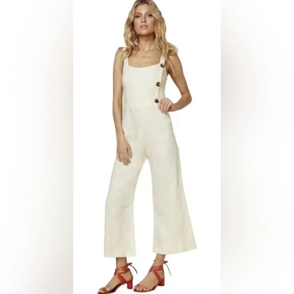 Faithfull the Brand NWT Cream Sainte Marie Pants Jumpsuit **Size 6**🌸🌸 - Picture 1 of 7